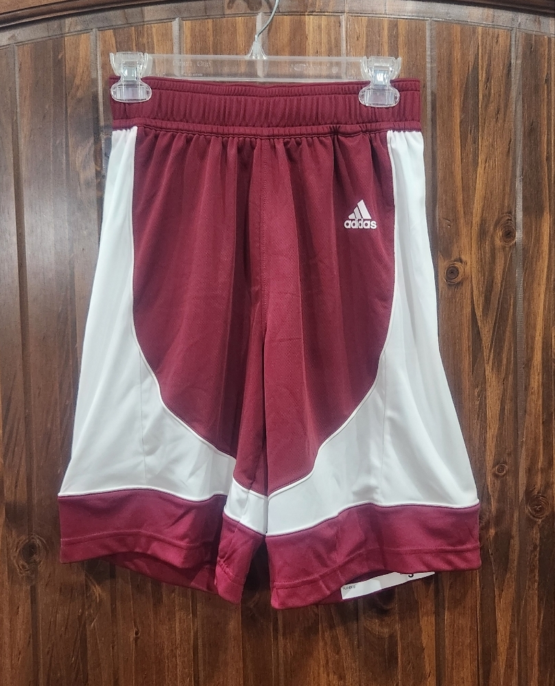 Adidas Red and White Athletic Shorts Lightweight Mesh